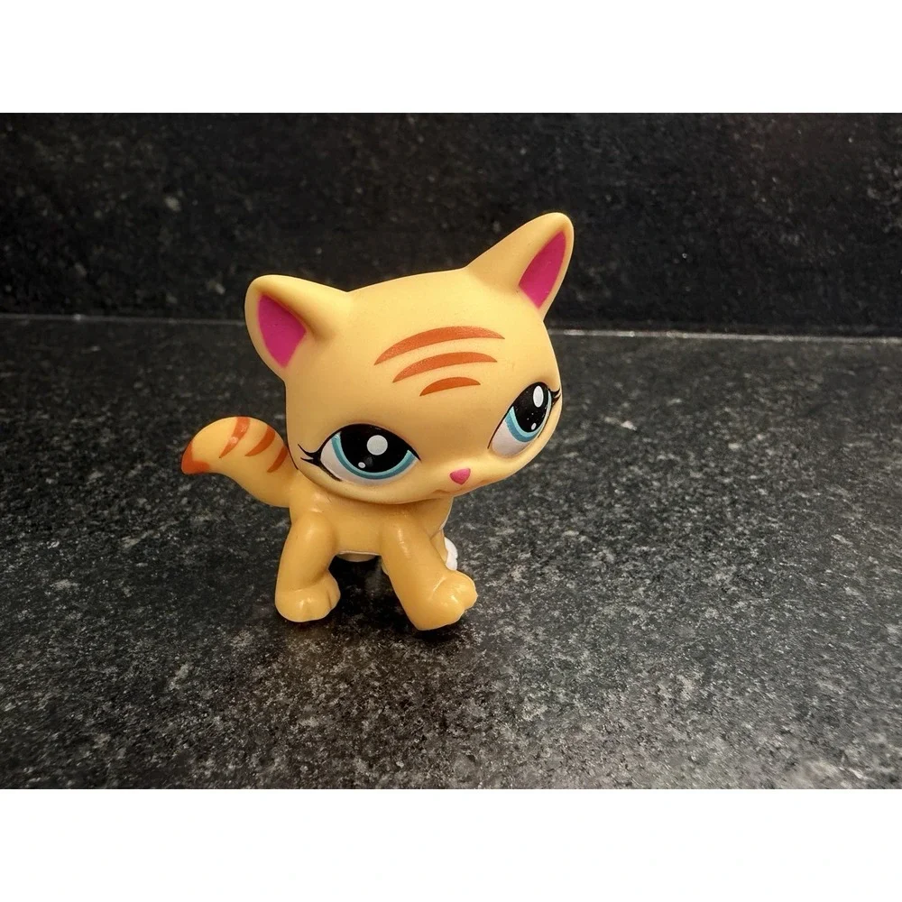Authentic LPS #1572 Walking Cat Orange‎ Tabby Blue Eyes Hasbro Littlest Pet Shop